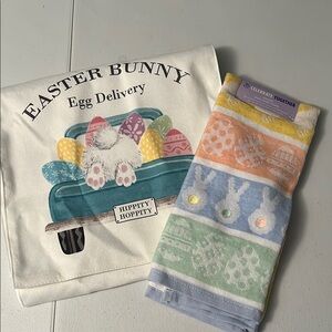 Easter Bunny Egg Delivery Towel and Table Runner